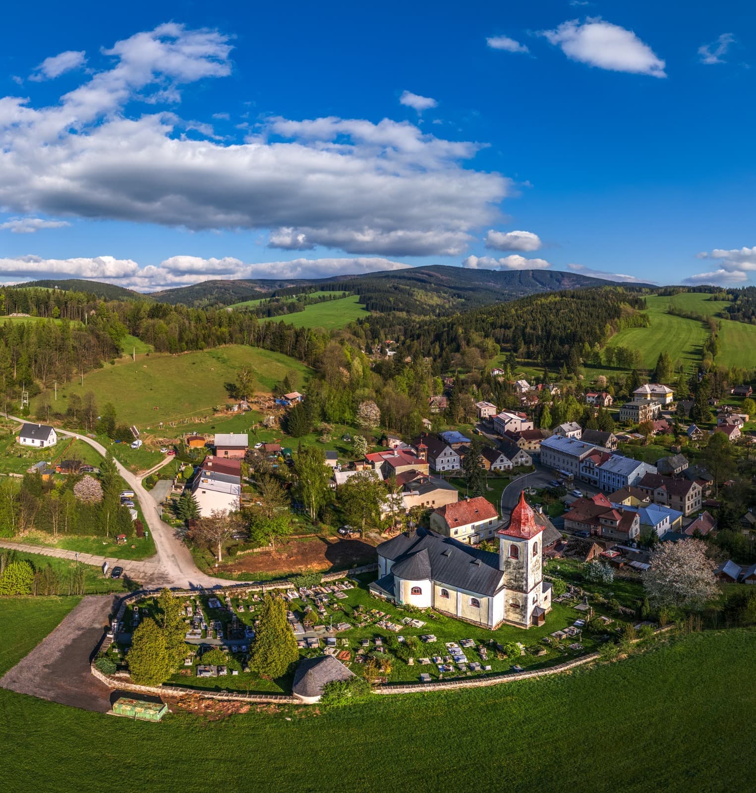 Olešnice v Orlických horách z ptačí perspektivy