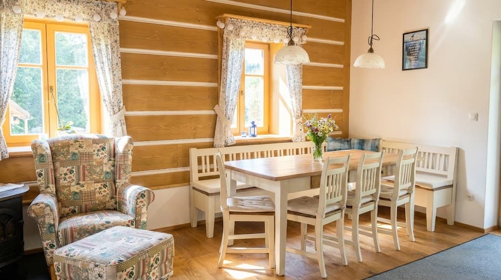 Obývací místnost s kuchyní, vizualizace letního pobytu, vizualizace