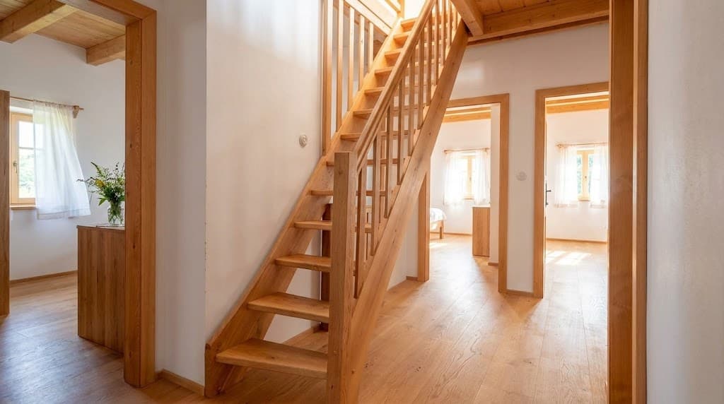 Schodiště a chodba, vizualizace letního pobytu, vizualizace