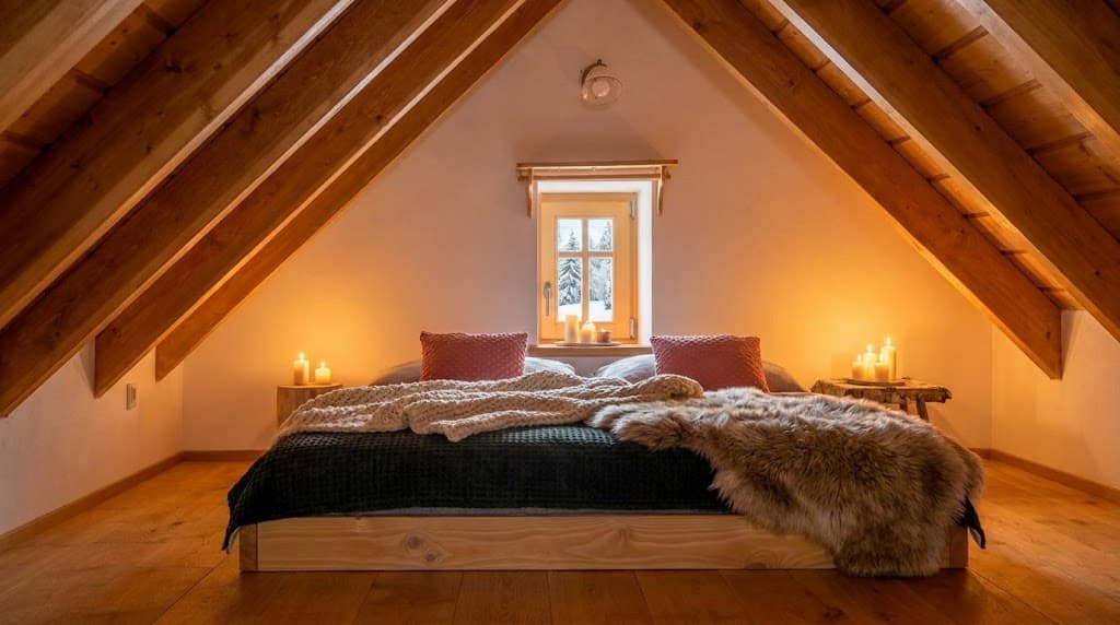 Ložnice, vizualizace zimního pobytu, vizualizace