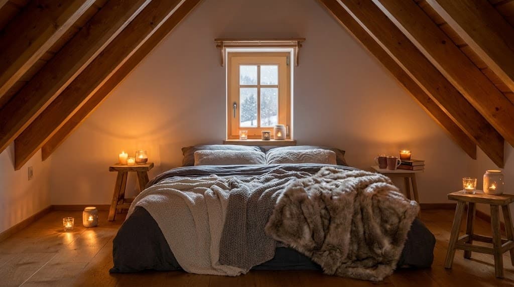 Ložnice, vizualizace zimního pobytu, vizualizace